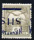Yugoslavia - Croatia 1918 Turil 6f with Hrvatska SHS opt inverted mounted SG 53var, stamps on 