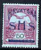 Yugoslavia - Croatia 1918 Turil 50f with Hrvatska SHS opt mounted mint SG 54, stamps on 