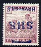 Yugoslavia - Croatia 1918 Harvesters 3f with Hrvatska SHS opt inverted mounted mint SG 56var, stamps on 