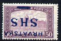 Yugoslavia - Croatia 1918 Parliament 50f with Hrvatska SHS opt inverted mounted mint SG 66var, stamps on , stamps on  stamps on yugoslavia - croatia 1918 parliament 50f with hrvatska shs opt inverted mounted mint sg 66var