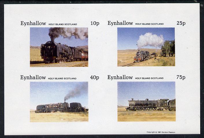 Eynhallow 1981 Steam Locos #01 imperf  set of 4 values unmounted mint, stamps on , stamps on  stamps on railways