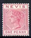 Nevis 1882-90 QV Crown CA 1d carmine fine mounted mint SG27a, stamps on , stamps on  qv , stamps on 