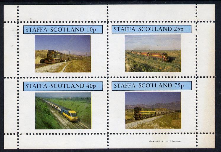 Staffa 1981 Modern Locos perf  set of 4 values unmounted mint, stamps on railways