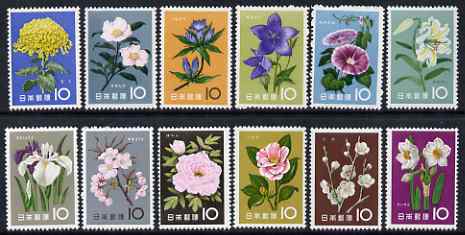 Japan 1961 Japanese Flowers complete perf set of 12 unmounted mint SG 845-56, stamps on , stamps on  stamps on flowers, stamps on  stamps on 