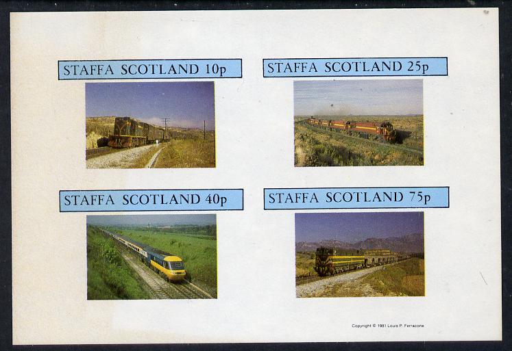 Staffa 1981 Modern Locos imperf  set of 4 values unmounted mint, stamps on railways