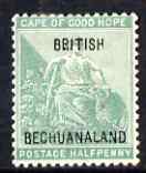 Bechuanaland 1897 1/2d yellow green with short H in BRITISH, mounted mint, SG 56var