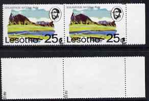 Lesotho 1980-81 25s on 25c with superb surcharge set-off on gummed side unmounted mint, as SG 412A, stamps on national parks, stamps on 