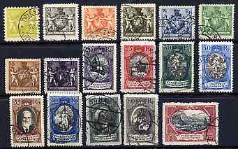 Liechtenstein 1921-24 Swiss Currency set of 17 fine cds used, SG 47-62 & 66, cat \A3160++