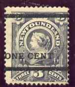 Newfoundland 1897 Surcharged 1c on 3c rather heavily mounted but fresh looking, SG81 cat £140, stamps on , stamps on  stamps on newfoundland 1897 surcharged 1c on 3c rather heavily mounted but fresh looking, stamps on  stamps on  sg81 cat £140
