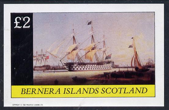 Bernera 1982 Paintings of Tall Ships (HMS Victory) imperf deluxe sheet (£2 value) unmounted mint, stamps on arts, stamps on ships, stamps on nelson, stamps on victory