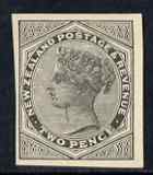 New Zealand 1882 QV 2d imperf plate proof in black on ungummed unwatermarked paper, as SG188, stamps on , stamps on  qv , stamps on 