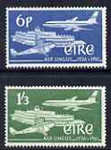 Ireland 1961 25th Anniversary of Aer Lingus perf set of 2 unmounted mint SG184-5, stamps on aviation, stamps on  dh , stamps on de haviland, stamps on airports