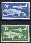 Ireland 1961 25th Anniversary of Aer Lingus perf set of 2 unmounted mint SG184-5, stamps on , stamps on  stamps on aviation, stamps on  stamps on  dh , stamps on  stamps on de haviland, stamps on  stamps on airports