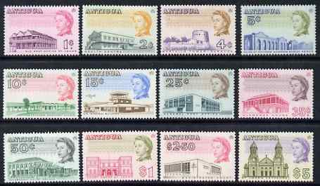 Antigua 1966-70 Pictorial P13.5 glazed paper defs (12v) unmounted mint SG 181a-95a , stamps on , stamps on  stamps on antigua 1966-70 pictorial p13.5 glazed paper defs (12v) unmounted mint sg 181a-95a 