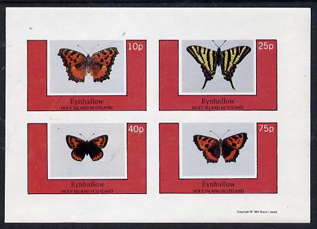 Eynhallow 1981 Butterflies imperf set of 4 values unmounted mint, stamps on butterflies