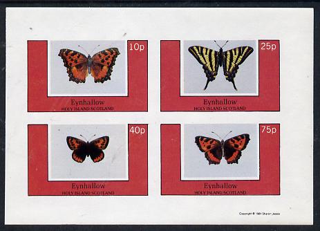 Eynhallow 1981 Butterflies imperf set of 4 values unmounted mint, stamps on , stamps on  stamps on butterflies