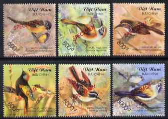Vietnam 2002 Birds perf set of 6 overprinted SPECIMEN, only 200 sets produced, unmounted mint as SG 2477-82, stamps on , stamps on  stamps on birds