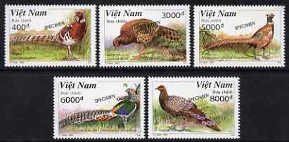 Vietnam 1997 Pheasants perf set of 5 overprinted SPECIMEN, only 200 sets produced, unmounted mint as SG 2147-51, stamps on , stamps on  stamps on birds, stamps on  stamps on pheasants