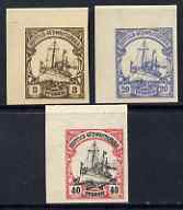 South West Africa 1901 Yacht Type set of 3 imperf Forgeries unused (3pf, 20pf & 40pf, latter without gum), stamps on forgery, stamps on forgeries, stamps on ships