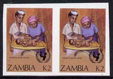 Zambia 1988 UNICEF K2 (Growth Monitoring) imperf pair superb unmounted mint, SG 547var, stamps on , stamps on  stamps on medical, stamps on  stamps on nurses, stamps on  stamps on nursing