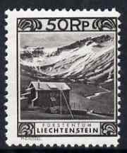 Liechtenstein 1930 Kurhaus at Malbun 50r black, the scarce P11.5 x 10.5  unmounted mint SG 104C cat A3250, stamps on , stamps on  stamps on mountains