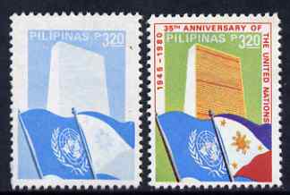 Philippines 1980 United Nations 3p20 perf proof in blue only unmounted mint - please note the image shows a normal for comparison but this is NOT included, stamps on , stamps on  stamps on united nations, stamps on  stamps on flags