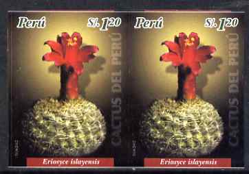 Peru 2004 Cacti 1s20 Eriosyce islayensis imperf pair unmounted mint as SG2202, stamps on , stamps on  stamps on cactus, stamps on  stamps on flowers