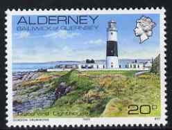 Guernsey - Alderney 1983-93 Quesnard Lighthouse 20p unmounted mint SG A12a, stamps on lighthouses