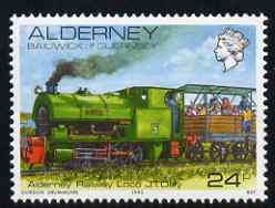 Guernsey - Alderney 1983-93 J T Daly (Steam Loco) 24p unmounted mint SG A12d, stamps on tourism, stamps on railways