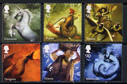 Great Britain 2009 Mythological Characters perf set of 6 unmounted mint, stamps on mythology, stamps on myths, stamps on dragons, stamps on 