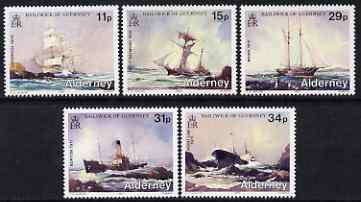 Guernsey - Alderney 1987 Shipwrecks perf set of 5 unmounted mint SG A32-36, stamps on ships, stamps on shipwrecks