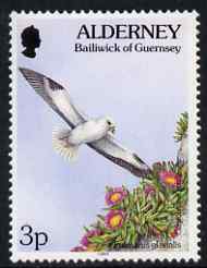 Guernsey - Alderney 1994-98 Flora & Fauna Defs 3p Fulmar & Fig unmounted mint SG A62, stamps on flowers, stamps on birds, stamps on fruit
