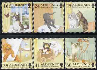 Guernsey - Alderney 1996 Cats perf set of 6 unmounted mint SG A89-92, stamps on , stamps on  stamps on cats