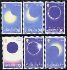 Guernsey - Alderney 1999 Total Eclipse of the Sun perf set of 6 unmounted mint SG A125-30, stamps on , stamps on  stamps on space, stamps on  stamps on astronomy, stamps on  stamps on solar