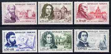 France 1960 Red Cross Fund - Celebrities perf set of 6 unmounted mint SG1488-93, stamps on , stamps on  stamps on personalities, stamps on  stamps on poet, stamps on  stamps on red cross, stamps on  stamps on music, stamps on  stamps on composers, stamps on  stamps on arts, stamps on  stamps on degas, stamps on  stamps on bizet, stamps on  stamps on 