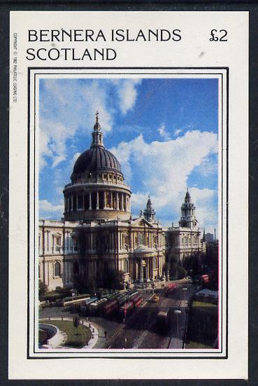 Bernera 1982 London Landmarks (St Pauls Cathedral) imperf deluxe sheet (£2 value) unmounted mint, stamps on buildings      cathedrals