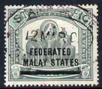 Malaya - Federated Malay States 1900 Opt on Perak $1 green & pale green with neat Stamp Office oval cancel, SG11, stamps on , stamps on  stamps on malaya - federated malay states 1900 opt on perak $1 green & pale green with neat stamp office oval cancel, stamps on  stamps on  sg11