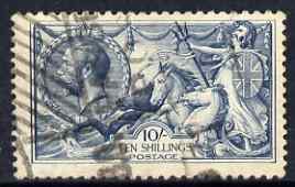 Great Britain 1918-19 Bradbury Wilkinson 10s Seahorse with light parcel cancel, fairly well centred with mainly fine perfs, SG417, stamps on , stamps on  stamps on great britain 1918-19 bradbury wilkinson 10s seahorse with light parcel cancel, stamps on  stamps on  fairly well centred with mainly fine perfs, stamps on  stamps on  sg417