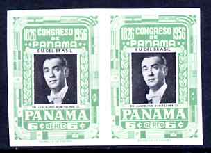 Panama 1956 President of Brazil 6c imperf pair unmounted mint, as SG578, stamps on 