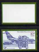 Germany - East 1971 Philatelists Day 10pf + 5pf (Mail Plane) imperf proof of completed design plus imperf proof of frame only, both unmounted mint, as SG E1423, stamps on aviation, stamps on postal