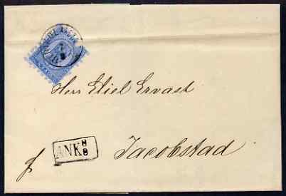 Finland 1875 entire bearing Michel 8C with black boxed ANK 88, light filing crease through adhesive, stamps on 