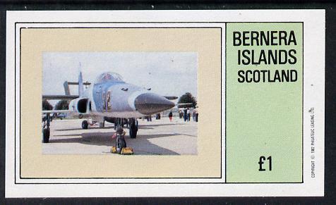 Bernera 1982 Military Jets imperf souvenir sheet (£1 value) unmounted mint, stamps on aviation