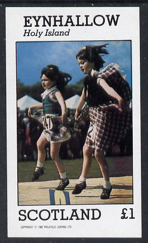 Eynhallow 1982 Scottish National Dress imperf souvenir sheet (£1 value) unmounted mint, stamps on costumes   dancing, stamps on scots, stamps on scotland