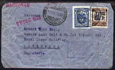 Colombia 1933 Air Mail cover to UK bearing 60c & 8c adhesives, a little wrinkled but still attractive, stamps on , stamps on  stamps on colombia 1933 air mail cover to uk bearing 60c & 8c adhesives, stamps on  stamps on  a little wrinkled but still attractive