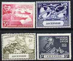 Ascension 1949 KG6 75th Anniversary of Universal Postal Union set of 4 mounted mint, SG52-55, stamps on , stamps on  stamps on , stamps on  stamps on  kg6 , stamps on  stamps on  upu , stamps on  stamps on 