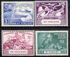St Vincent 1949 KG6 75th Anniversary of Universal Postal Union set of 4 mounted mint, SG 178-81, stamps on , stamps on  kg6 , stamps on  upu , stamps on 