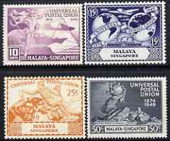 Singapore 1949 KG6 75th Anniversary of Universal Postal Union set of 4 mounted mint, SG 33-36, stamps on , stamps on  stamps on , stamps on  stamps on  kg6 , stamps on  stamps on  upu , stamps on  stamps on 