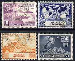 Singapore 1949 KG6 75th Anniversary of Universal Postal Union set of 4 fine cds used, SG 33-36, stamps on , stamps on  kg6 , stamps on  upu , stamps on 