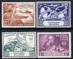 Pitcairn Islands 1949 KG6 75th Anniversary of Universal Postal Union set of 4 mounted mint, SG 13-16, stamps on , stamps on  stamps on , stamps on  stamps on  kg6 , stamps on  stamps on  upu , stamps on  stamps on 