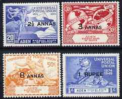 Aden - Kathiri 1949 KG6 75th Anniversary of Universal Postal Union set of 4 mounted mint, SG 16-19